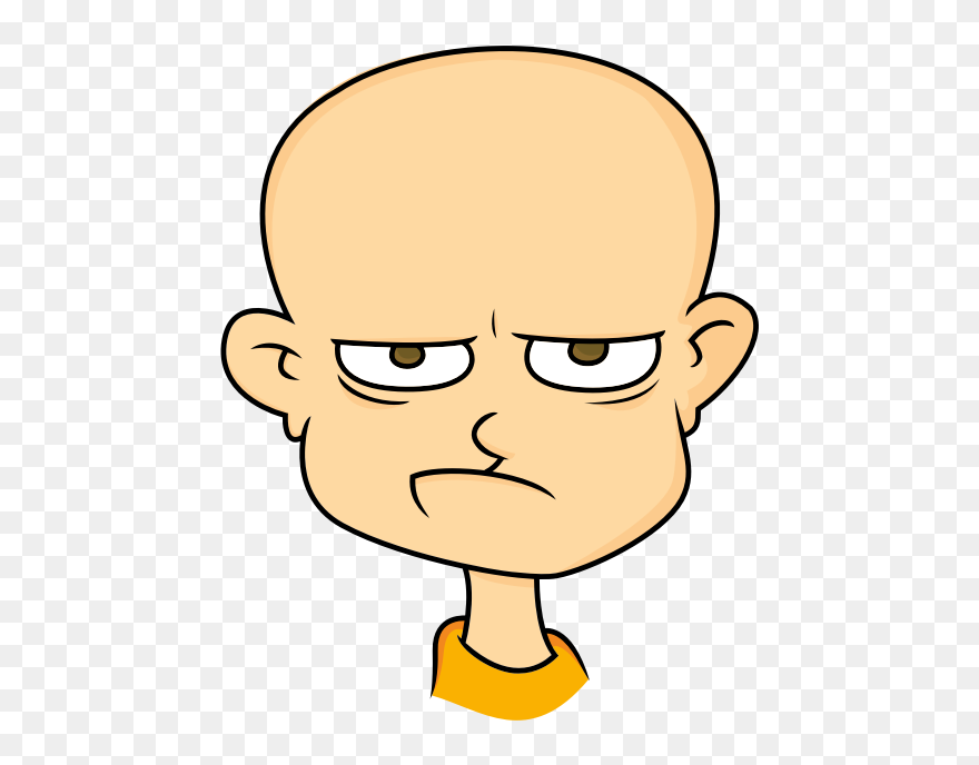 Grumpy Smiley Emoticon Clip Art - Man Without Hair Cartoon - Png Download