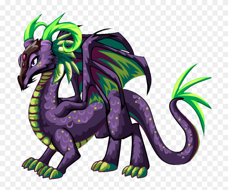 Purple And Green Dragon Cartoon Clipart