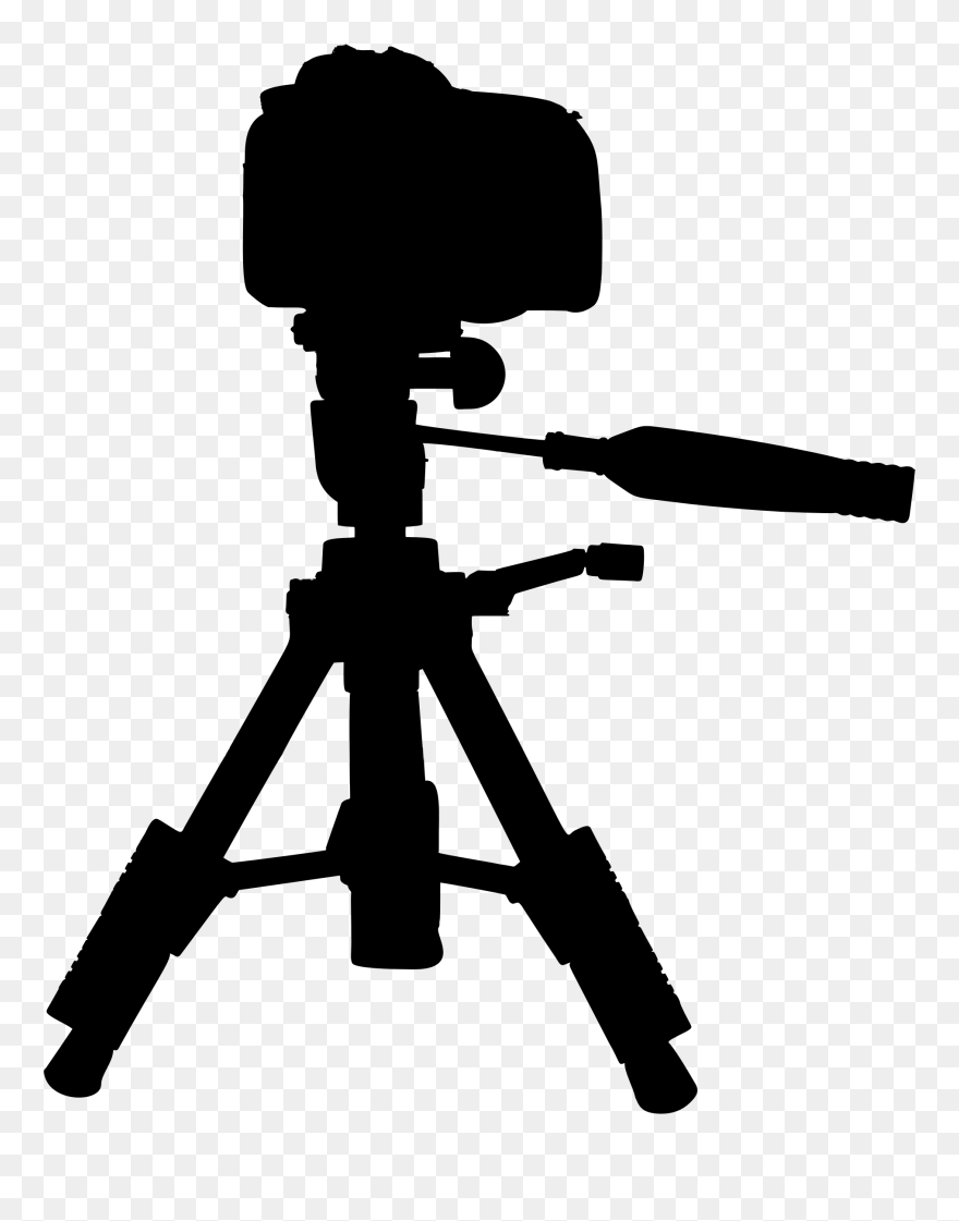 Tripod Video Cameras Silhouette - Camera On Tripod Clipart - Png Download