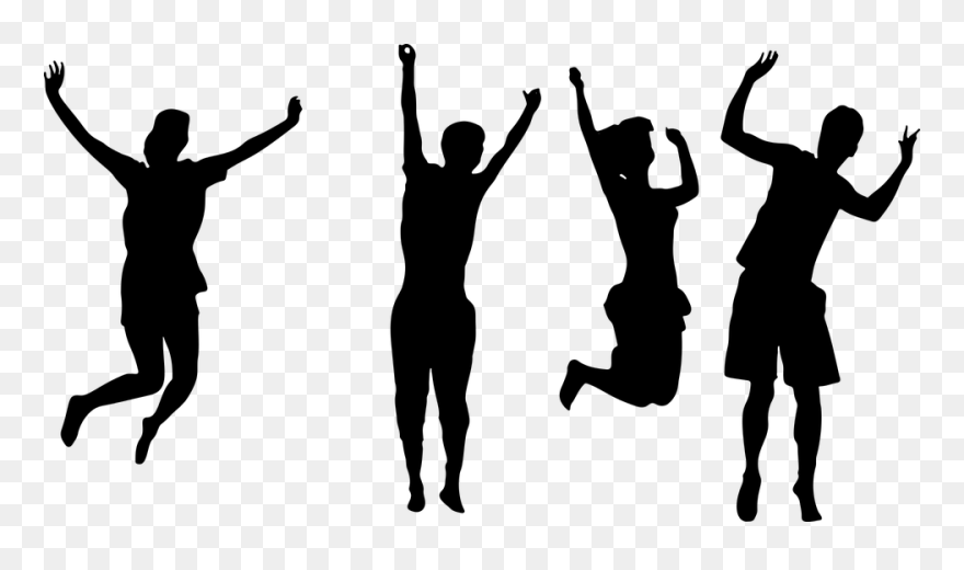 Jumping Clip Art - Jumping People Clipart Black And White - Png Download