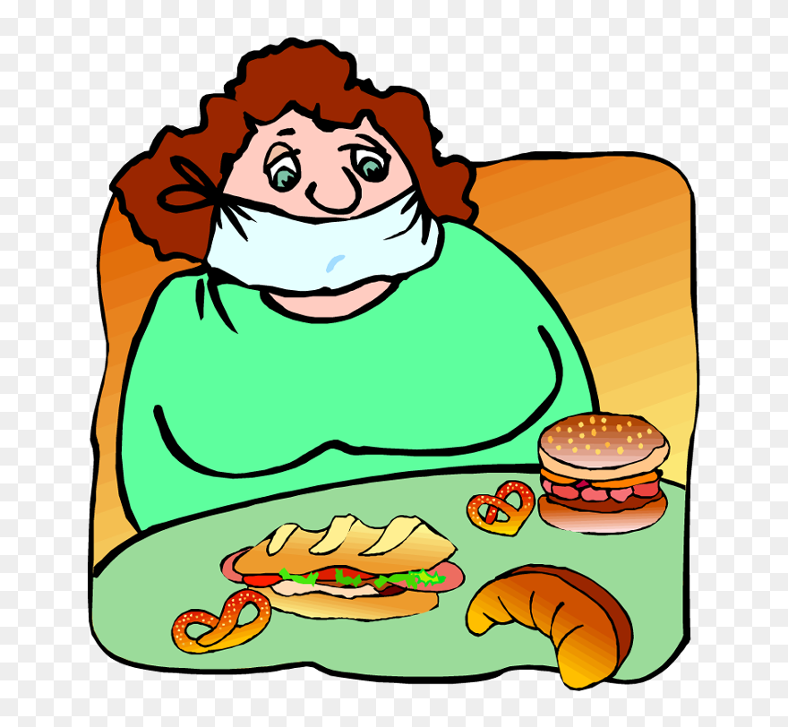 Fat Clipart Fat Eating - Eating Fat Cartoon - Png Download
