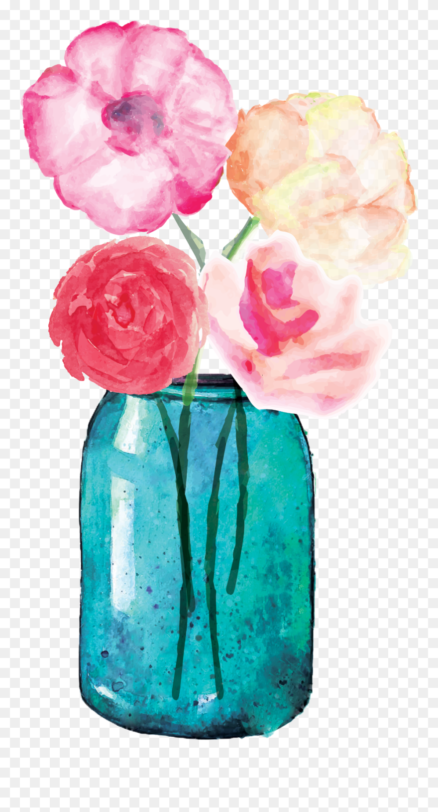 Flower Mason Jar Clipart Clip Free Stock Lauren Baxter - Transparent Background Flowers Mason Jars - Png Download