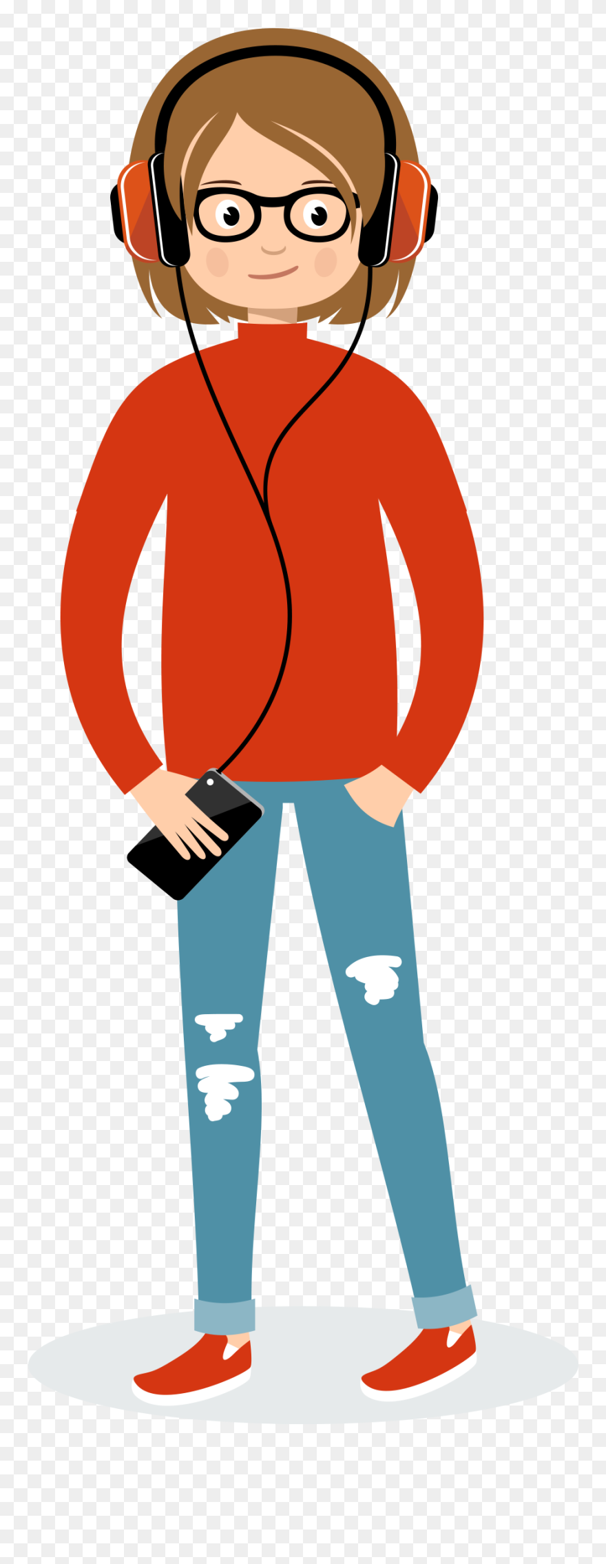 Song Wearing A Headset - Modern People Vector Clipart