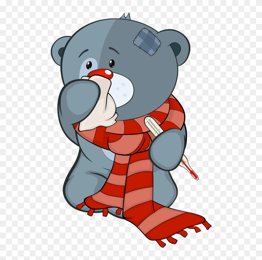 Clipart Illness Cartoon Animales Pinterest Clip Art - Sick Teddy Bear Clipart - Png Download