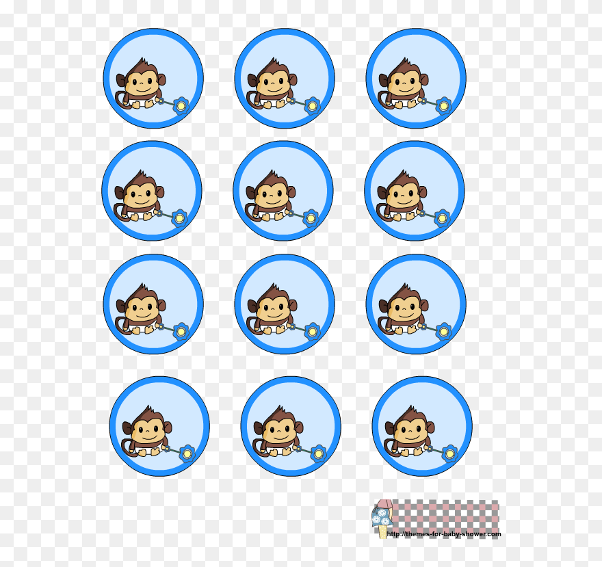 Stickers Vector Baby Boy - Monkey Cupcake Toppers Printable Clipart