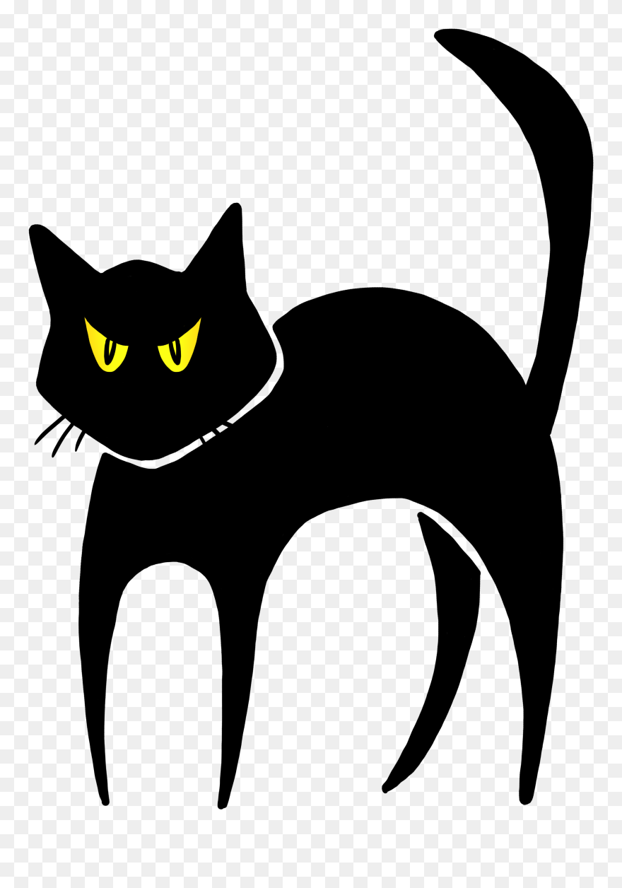 Cat Grooming Clipart Vector Library Halloween Black - Clip Art Halloween Black Cat - Png Download