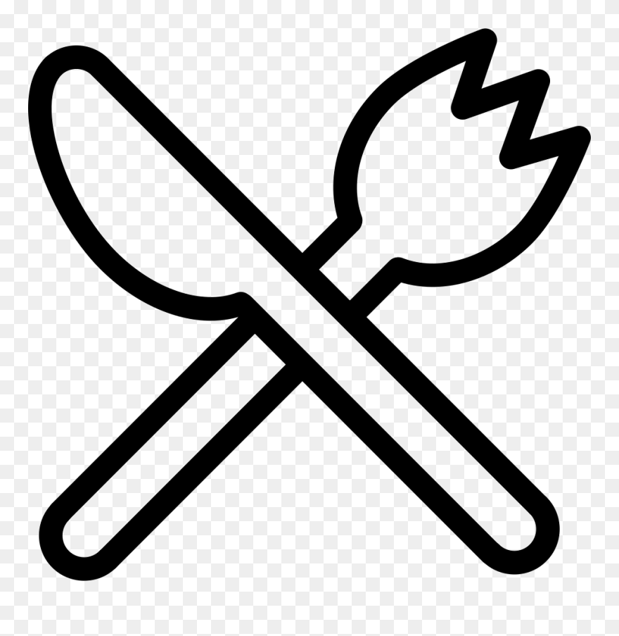 Fork And Knife Outlines Cross - Fork And Knife Outline Clipart - Png Download
