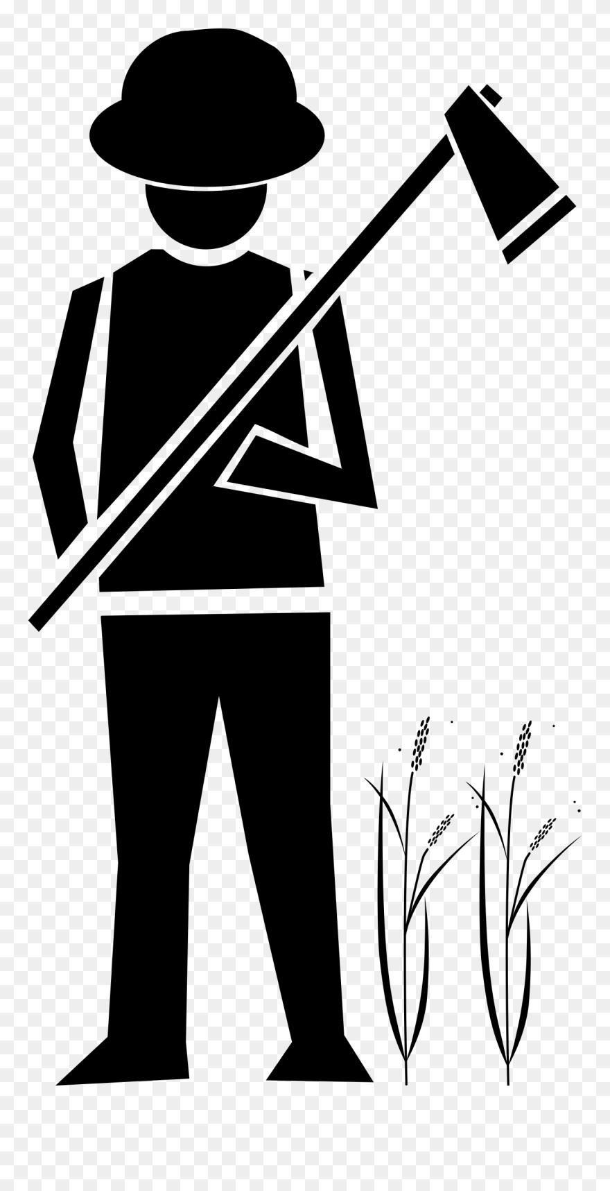 Farmer Clipart Black And White - Png Download