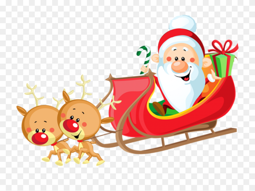 Santa On Sleigh Clipart - Png Download