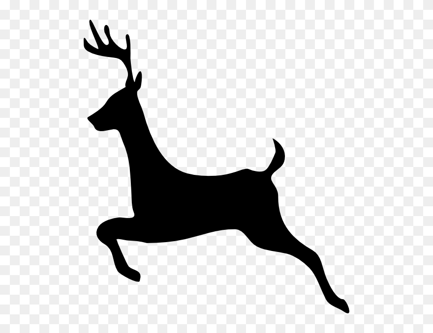 Deer Outline Profile Clip Art At Clker - Reindeer Clipart Silhouette - Png Download