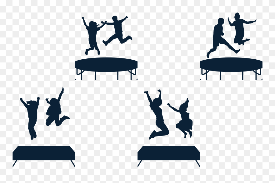 Jumping Silhouette Trampoline - Silhouette People Jumping Trampolines Clipart