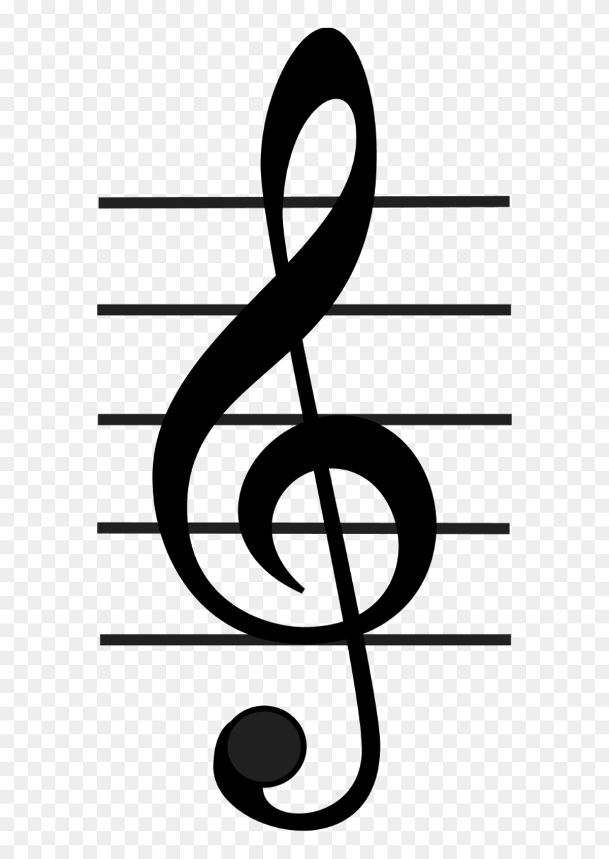 Transparent Drum Set Clipart Black And White - Treble Clef Clip Art - Png Download