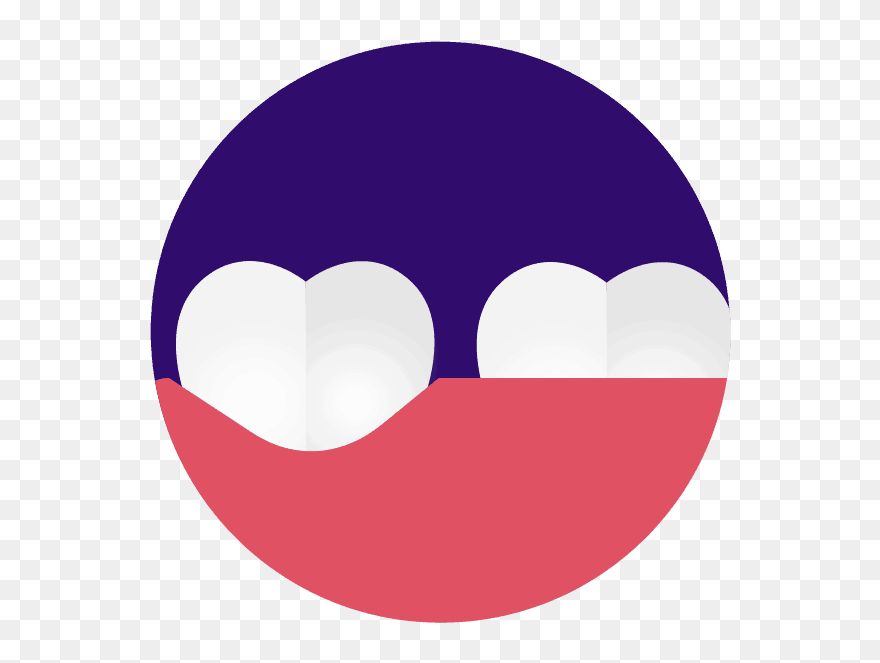 Two Teeth With Receding Gums Graphic - Circle Clipart