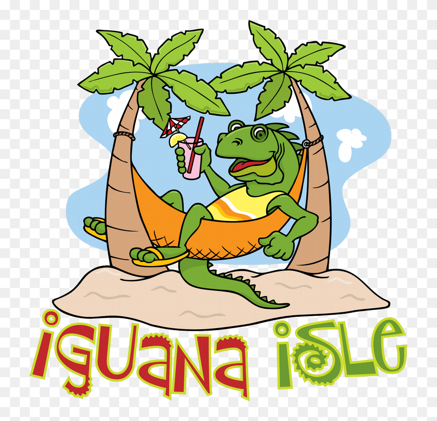 Transparent Iguana Clipart - Iguana Cartoon On Beach - Png Download