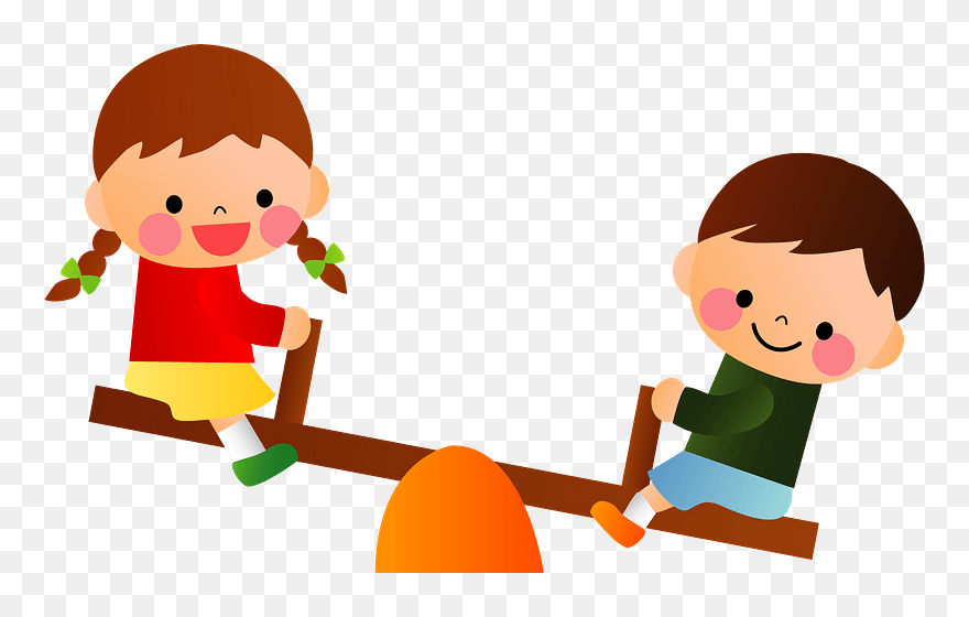 Seesaw Children Clipart - Cartoon - Png Download