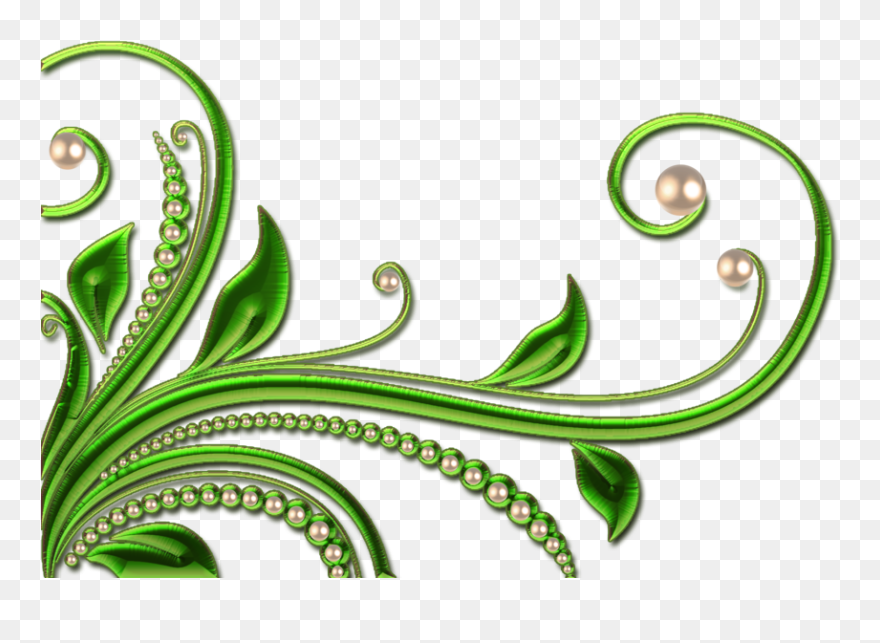 Leaves And Pearls Png By Melissa Tm Ⓒ - Green Design Transparent Background Clipart