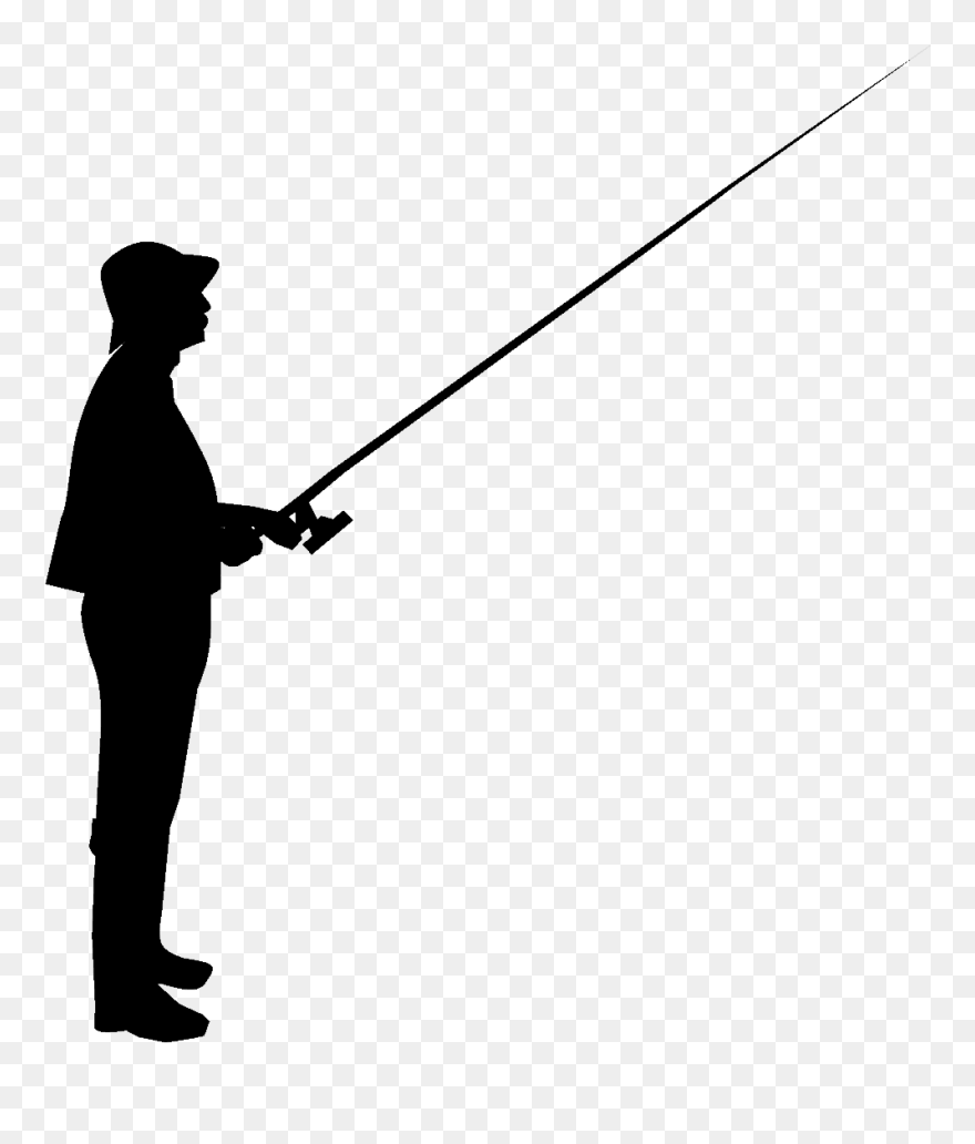 Silhouette Fishing Rods Clip Art - Man Fishing Silhouette - Png Download