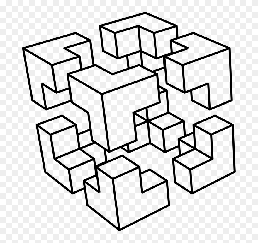 Line Art,square,angle - Cube Cut Art Clipart