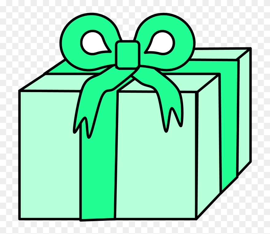 Gift, Light Green Wrapping Paper, Green Ribbon, Png - Gift Black And White Clipart