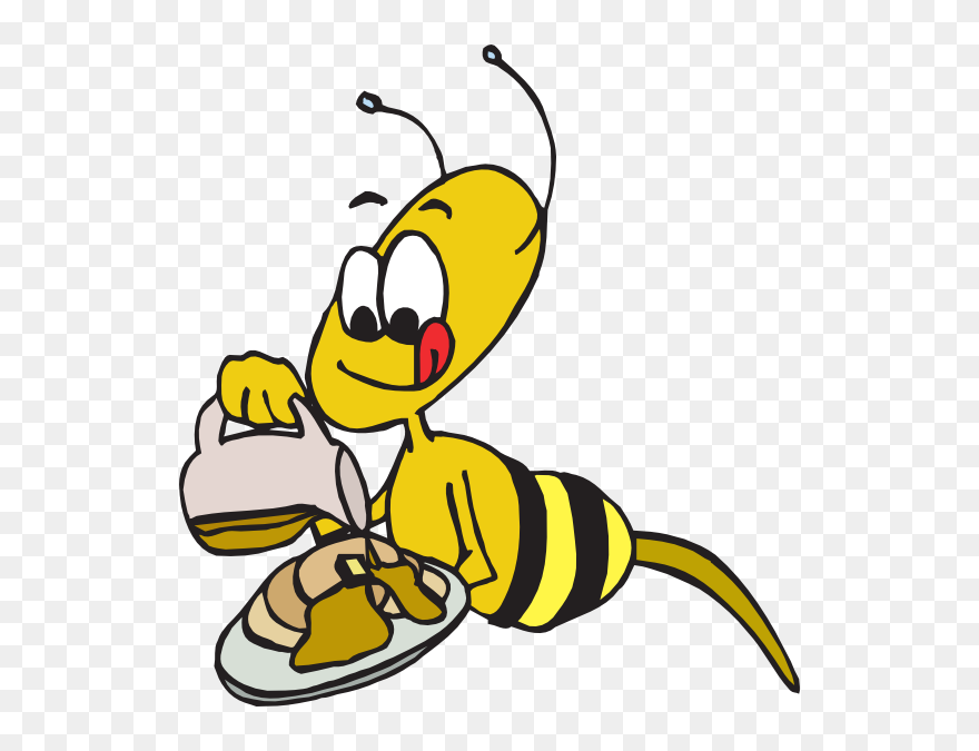 Bee Eats Honey Cartoon Clipart
