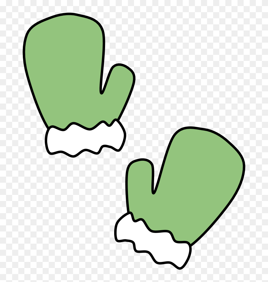 Mittens, Fur Cuff, Green Clipart