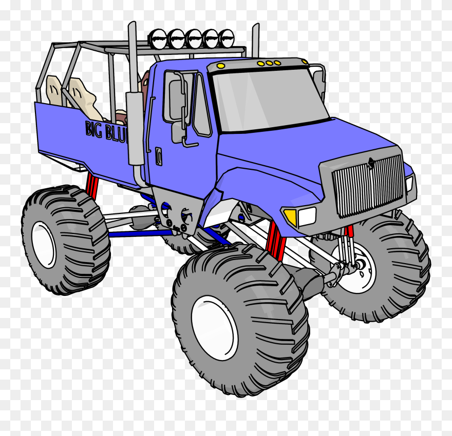 Big Blue Monster Truck Vehicle Clipart Png - Blue Monster Truck Png Transparent Png