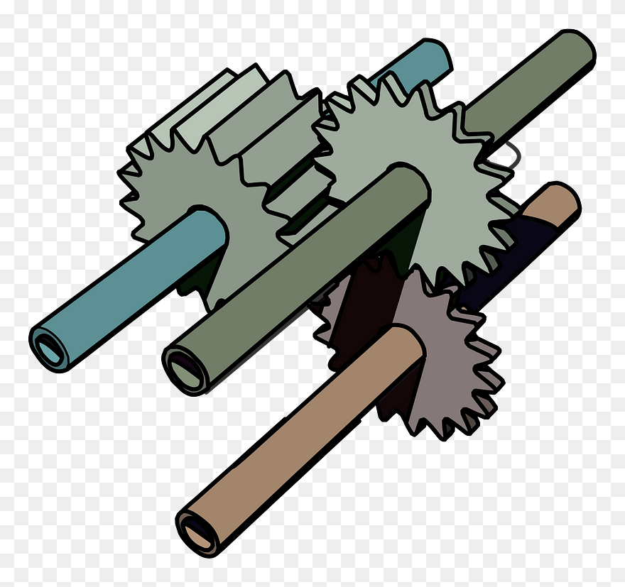 Starter Gears With Rods Clipart - Png Download