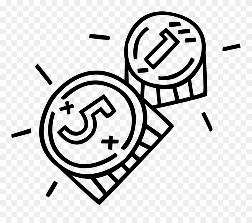 Vector Illustration Of Nickel And Penny Valuable Metal - Cartoon Nickel Clipart