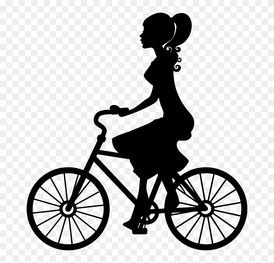 Bicycle - Girl On Bike Silhouette Clipart