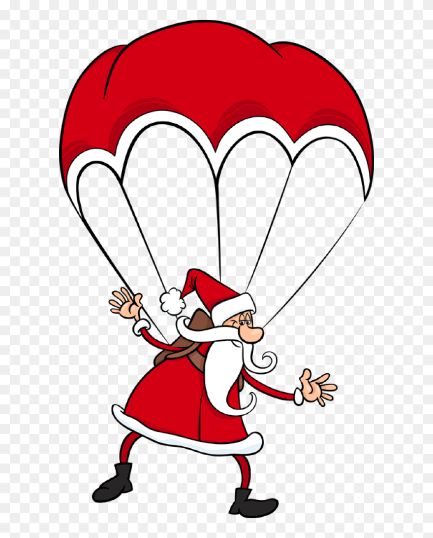Santa Parachute Clipart Free - Png Download