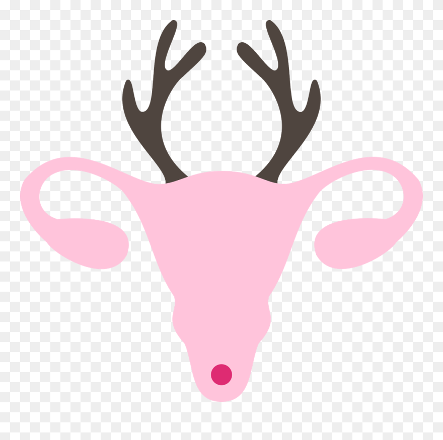 Reindeer Antler Snout Pink M Clip Art - Uterus Reindeer - Png Download