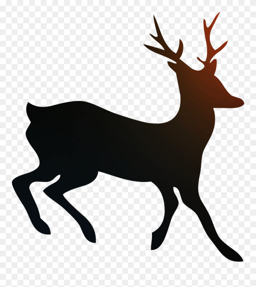 Reindeer Elk Antler Clip Art Silhouette - Elk - Png Download