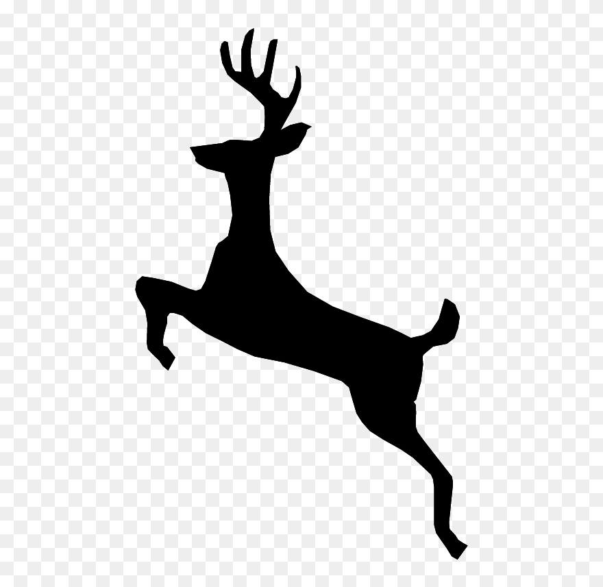 Reindeer Personalization Antler Silhouette Clip Art - Jumping Reindeer Silhouette Png Transparent Png