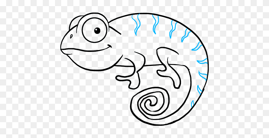 How To Draw A Chameleon - Chameleon Sketch For Kids Clipart
