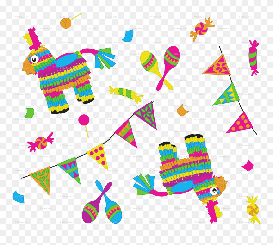 Pinata Flag Fabric Pumpkinbones - Confetti Clipart