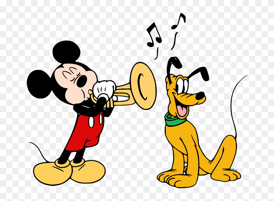 Coloring Page Mickey Trumpet Clipart