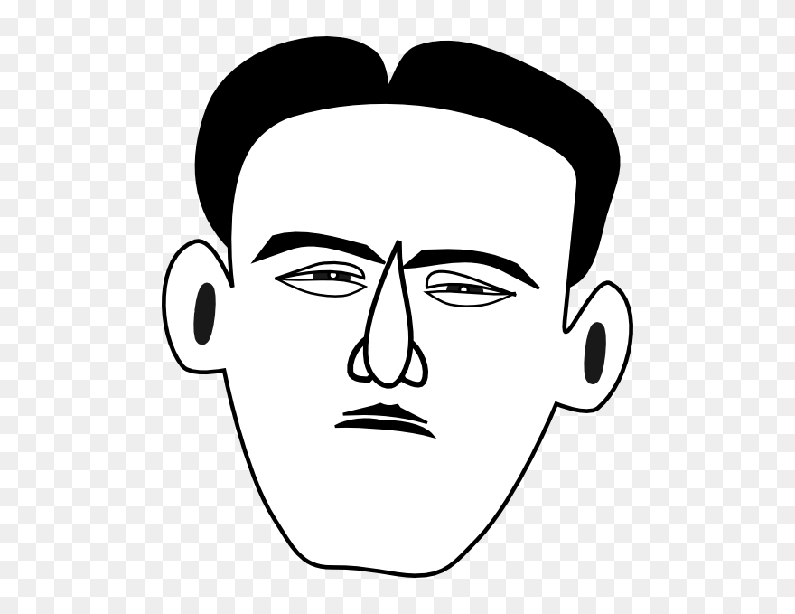 Face Black And White Clipart Man - Png Download