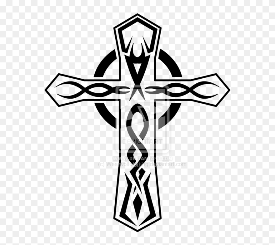 Cross Tattoos Png Pic - Tribal Cross Tattoo Clipart