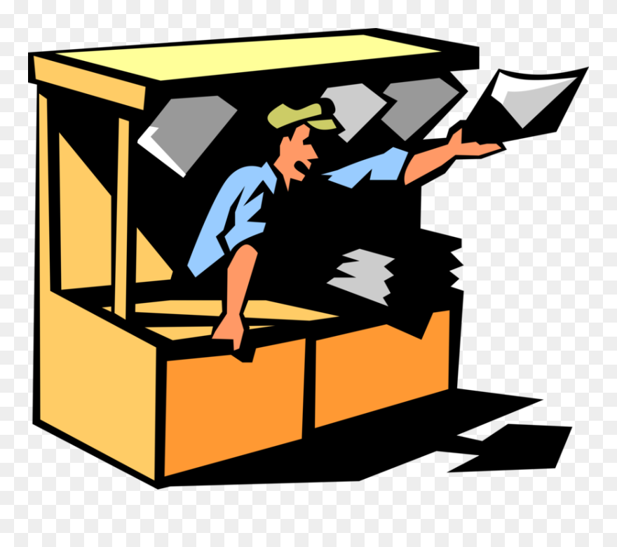 Vector Illustration Of Corner Newsstand Or Stall Vendor - Newspaper Stand Clipart - Png Download