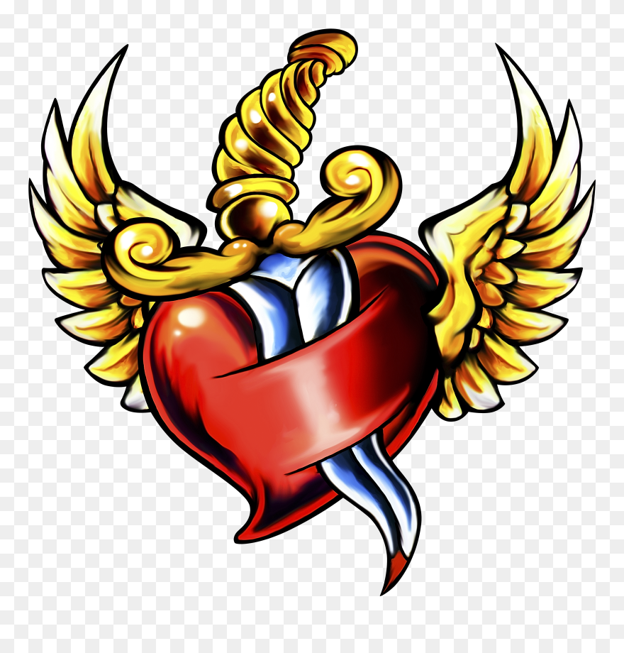 Heart Wings Clipart Clip Library Library Dagger Heart - Heart With Wings Transparent - Png Download