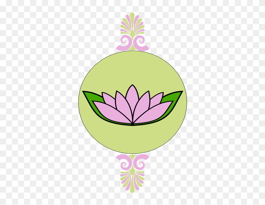 Lotus Flower In Round Green Frame - Clip Art - Png Download