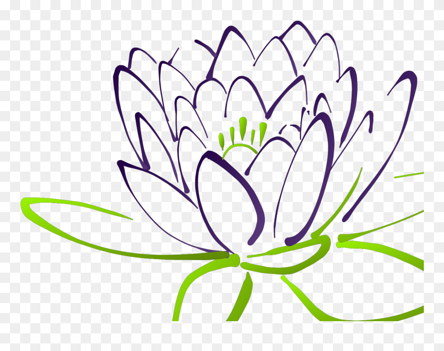 Lotus Flower Clipart Black And White - Png Download