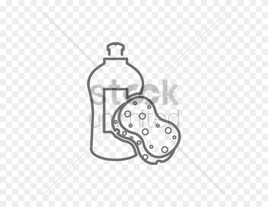 Dishwasher Detergent With Sponge Vector Image - Water Bottle Clipart