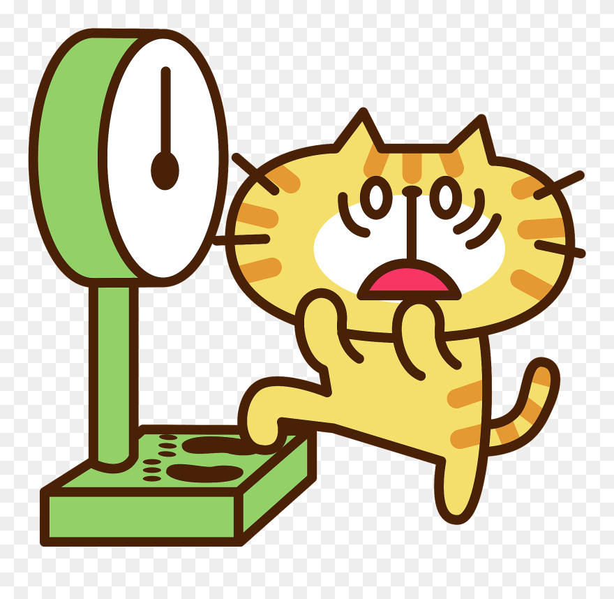 Cat Animal Weight Scale Clipart - かわいい 体重 測定 イラスト - Png Download