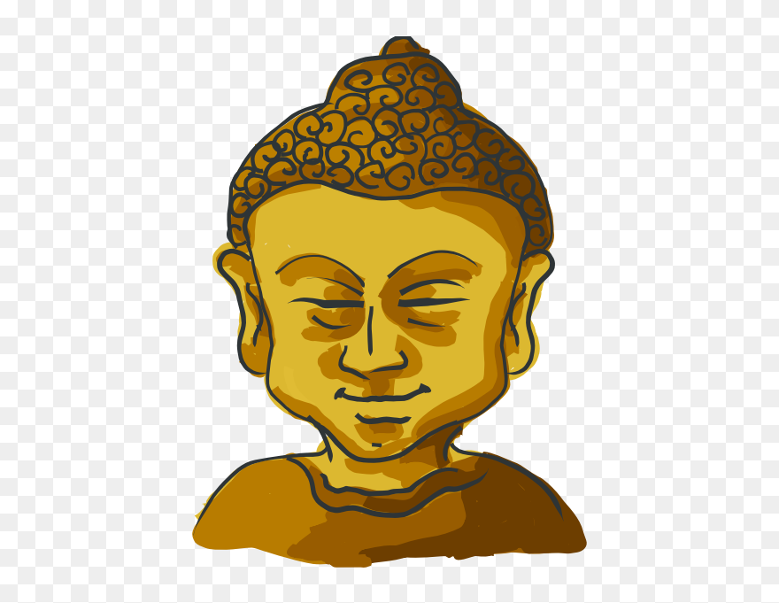 Drawing Of Golden Buddha"s Head - Buddha Caricature Clipart