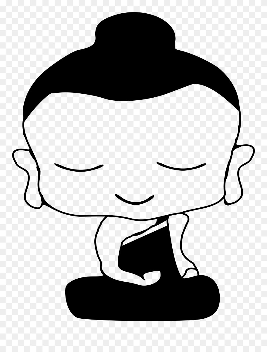 Clothing Clipart Buddhist - Buddha Monk Image Black And White - Png Download