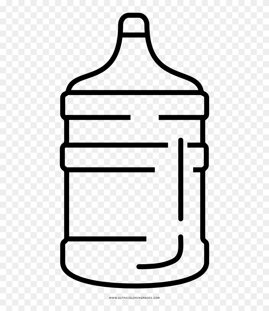 Water Bottle Coloring Page - Water Gallon Black And White Clipart - Png Download