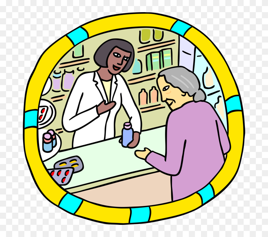 Vector Illustration Of Pharmacist Dispensing Pharmaceutical - Dispensing Clipart - Png Download