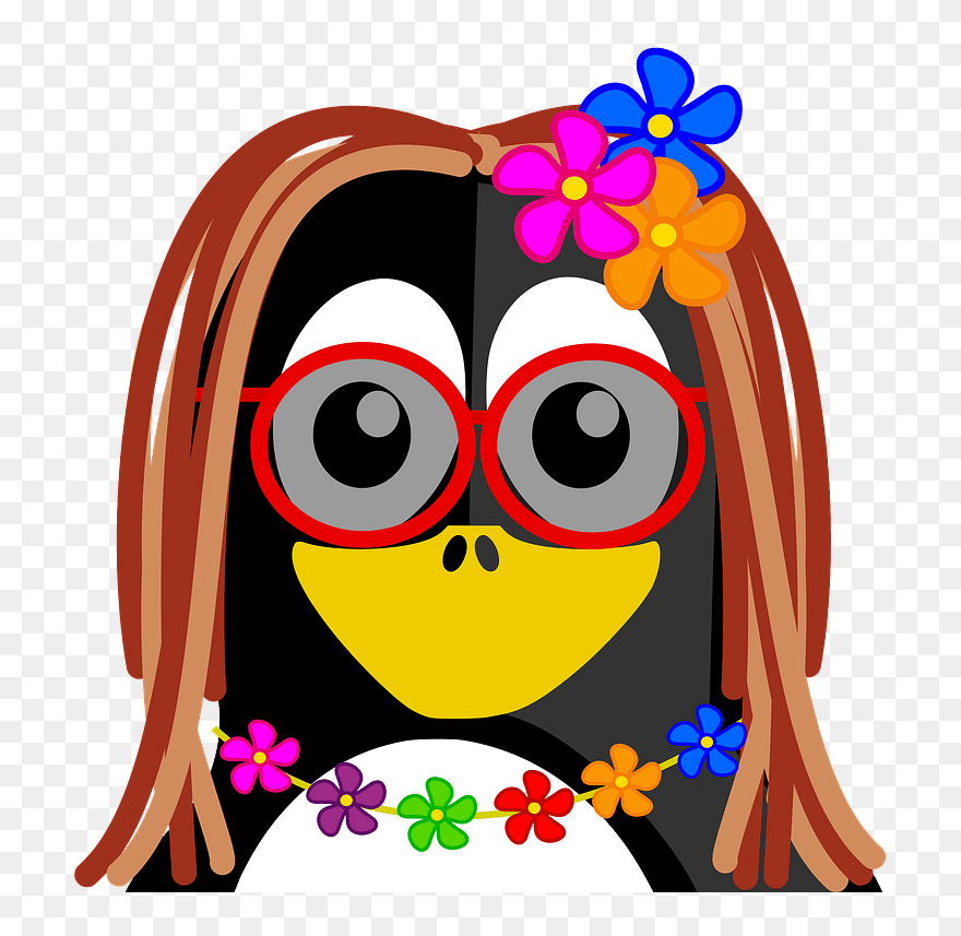 Hippie Penguin Clipart - Penguins - Png Download