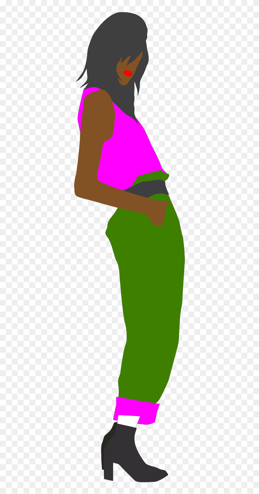 Women In Pink And Green Clipart - Png Download